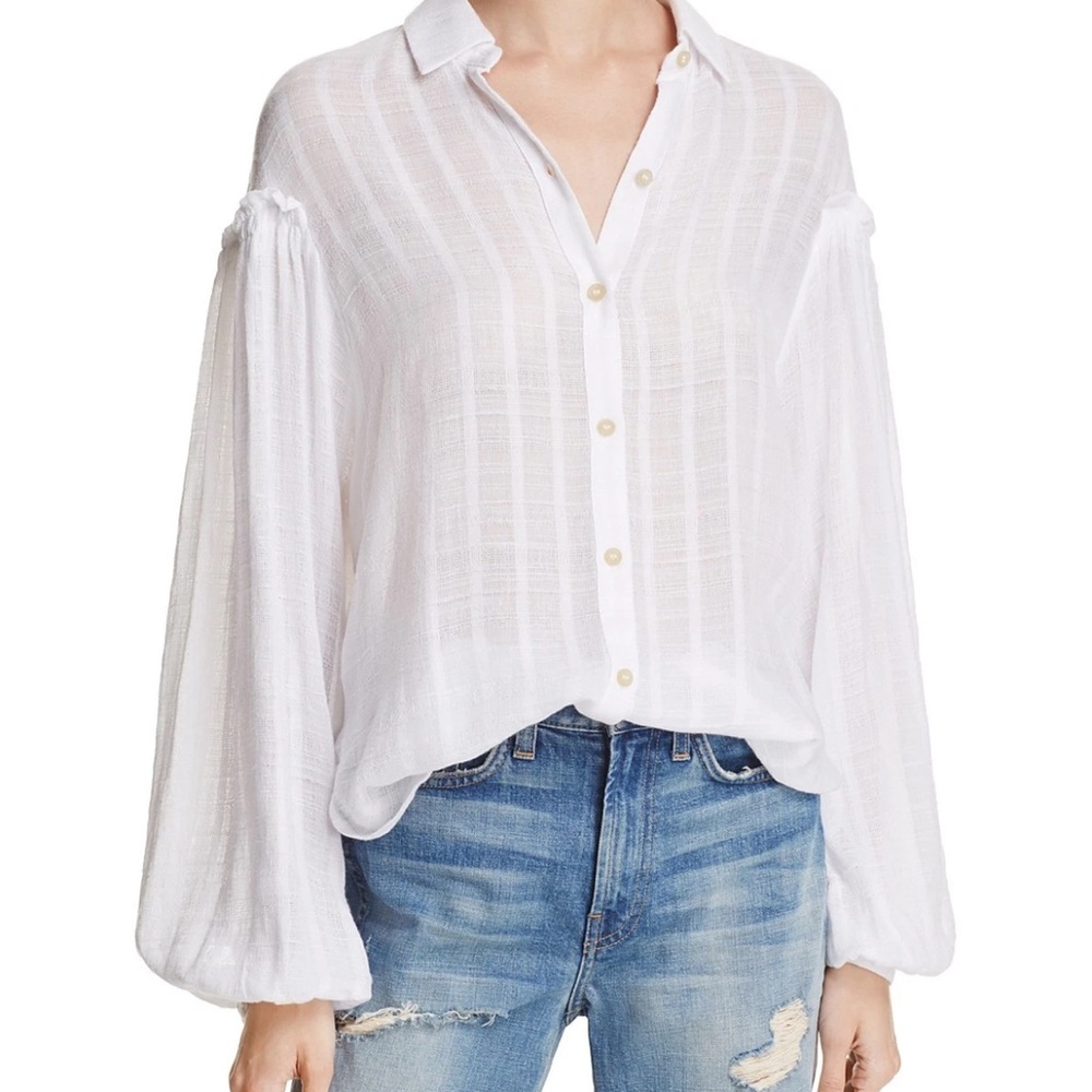 Free People White Button-Down Shirt